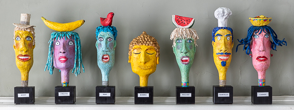 PAPER MACHE BOTTLE HEADS